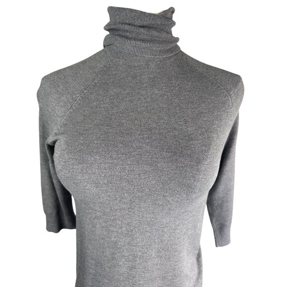 2/$30 ZARA Gray Small Turtleneck SweaterLightweight Soft Knit 3/4 Sleeve - Picture 5 of 12